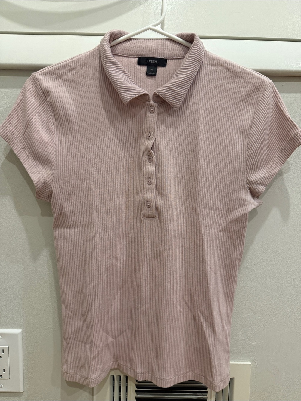 J. Crew Ribbed Polo Top in Dusty Rose